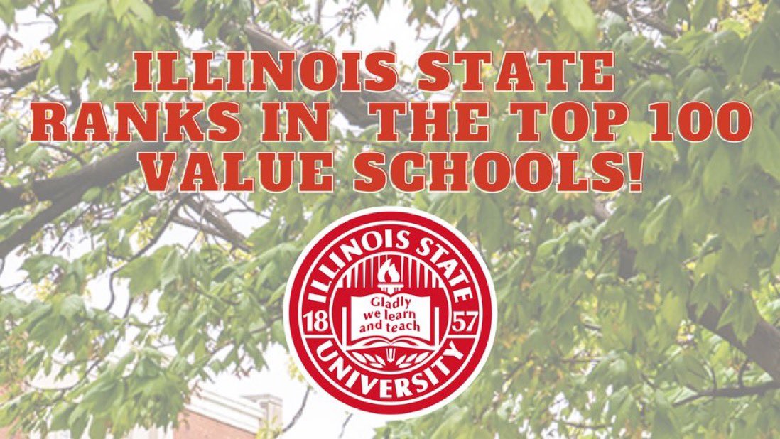 .<a href="/IllinoisStateU/">Illinois State</a> has been ranked in the top 100 Best Value Schools by the U.S. News and World Report 🏆
wznd.com/illinois-state…