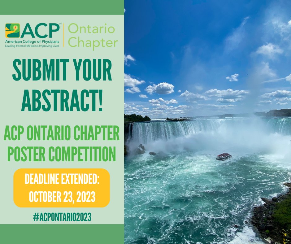 Submit your abstract to the ACP Ontario Chapter’s Poster Competition! The winner will be invited to the 2024 ACP Meeting in Boston on April 18-20, 2024.
ccacp.wildapricot.org/event-5383286