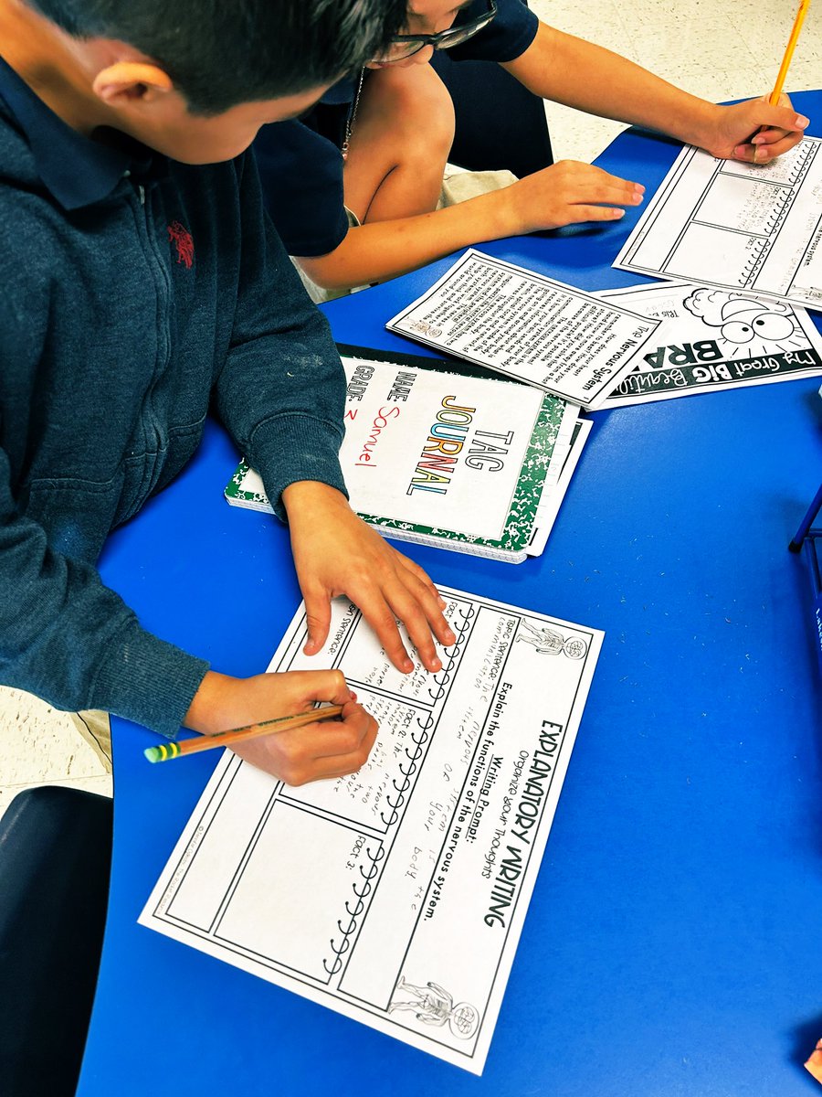 FrisonJaclyn's tweet photo. Writing about the central and peripheral nervous system through text activity stations in GT! 3rd grade blows me away every time I see them! #writingandstem @CMSoto_Leaders https://t.co/fl2IvS2iX6