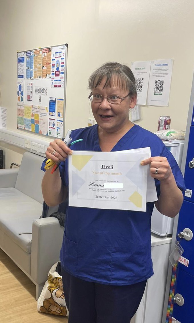 ⭐️Star of the month⭐️ nominated by staff 4 staff - Hanna has the ⭐️ this month,
Congratulations 🎉 👏👏👏

#rewardandrecognition
@SimesKate @gloshospitals @NettletonJeremy @HarveyJ68