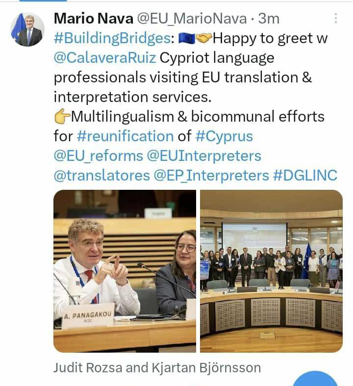 EU_LLP's tweet photo. In the morning, Greek Cypriot &amp; Turkish Cypriot translators and interpreters visited DG SCIC, the European Commission’s Directorate-General for Interpretation where they were welcomed by DG SCIC’s Director-General, Genoveva Ruiz Calavera &amp; DG REFORM’s Director-General Mario Nava. https://t.co/lpbDrSXgzw