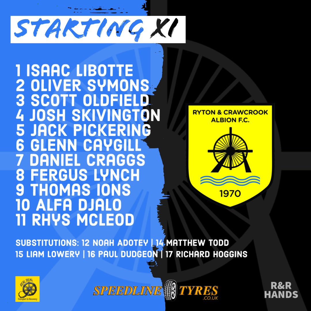 RACAFC1970's tweet photo. Here’s how Albion line up for this evening’s DFA Challenge Cup tie against @FC_Hartlepool.
#RACA🔵⚫️ #DFACup🏆 https://t.co/sxwpVSDpL7