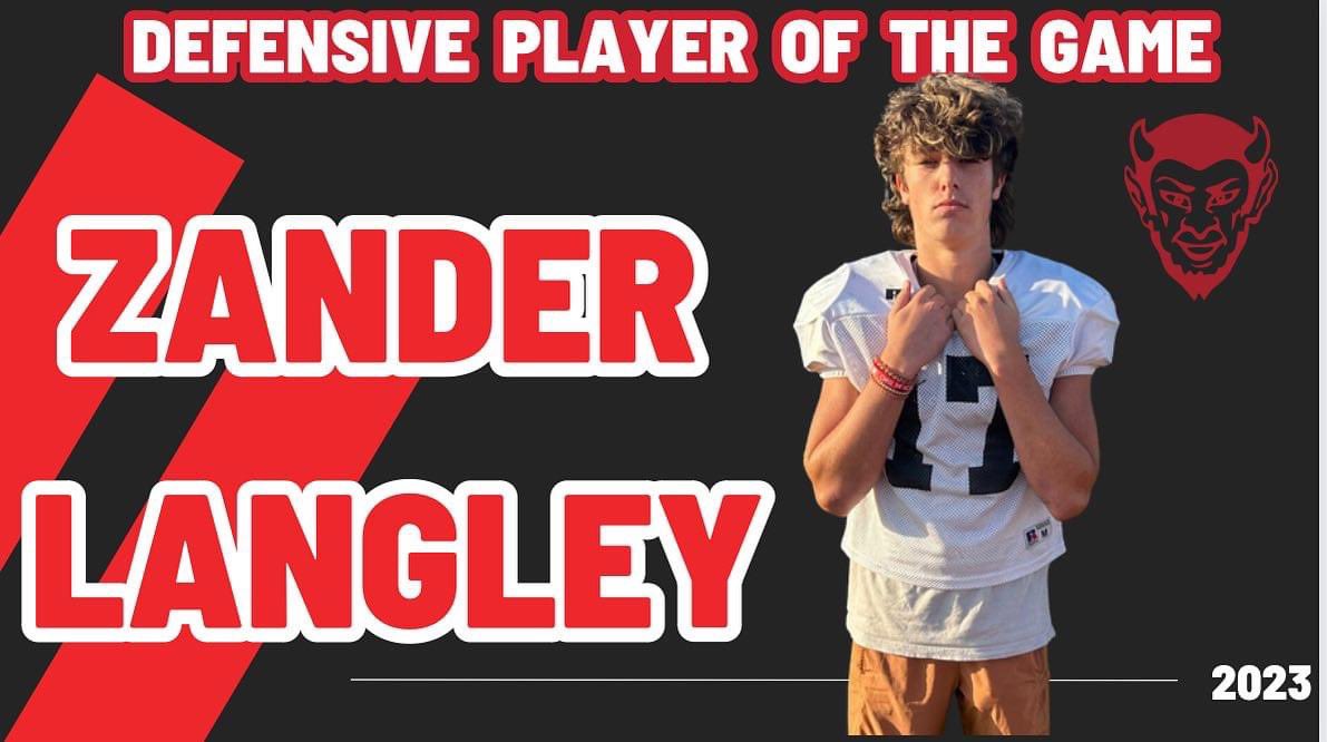 Congrats to 2025 Red Devil LB/WR <a href="/zlang_22/">Zander_langley22</a> for being named Defensive Player of the game vs Forest Park. He finished the night with 11 tackles and 4 tackles for loss. <a href="/RecruitGeorgia/">Recruit Georgia</a> <a href="/GradickSports/">Gradick Sports</a> <a href="/HSM_WestGA/">Hometown Sports Media</a> <a href="/NwGaFootball/">NwGa Football</a>