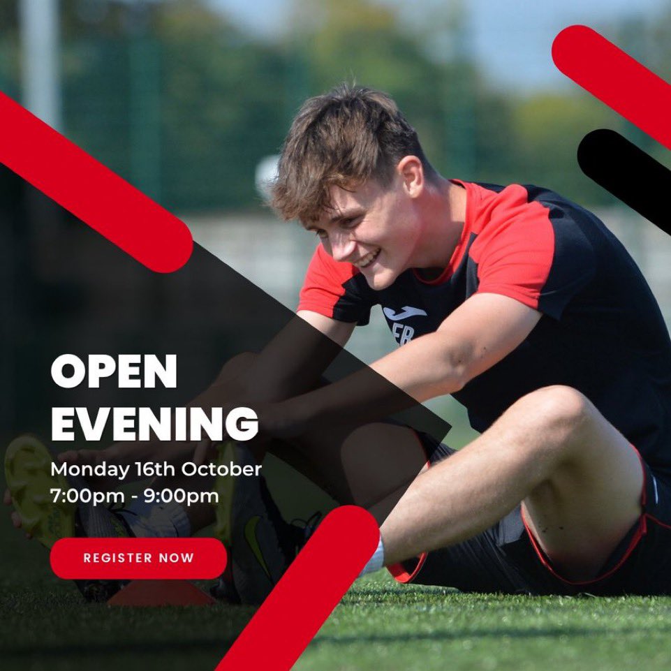 🚨 Not long to go before our Academy Open Evening on Monday 16th October 7pm - 9pm! 👉 For students currently in Years 10 & 11  📚 Academy Presentation ⚽️ Taster Sessions led by our academy coaches Register your attendance here: shorturl.at/txQ68