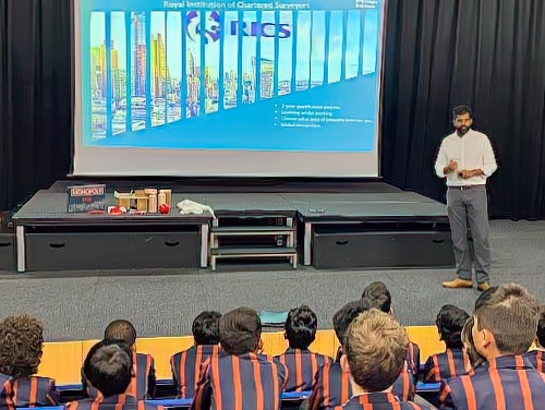 MTSPrep's tweet photo. We were delighted to welcome former pupil, or Old Terryer, @VarunGudka to meet our Year 8 boys today. His careers talk focused on his role as a chartered surveyor with @knightfrank - a fascinating insight into a job that's essential in property buying &amp; selling. https://t.co/wJGs1unAxx