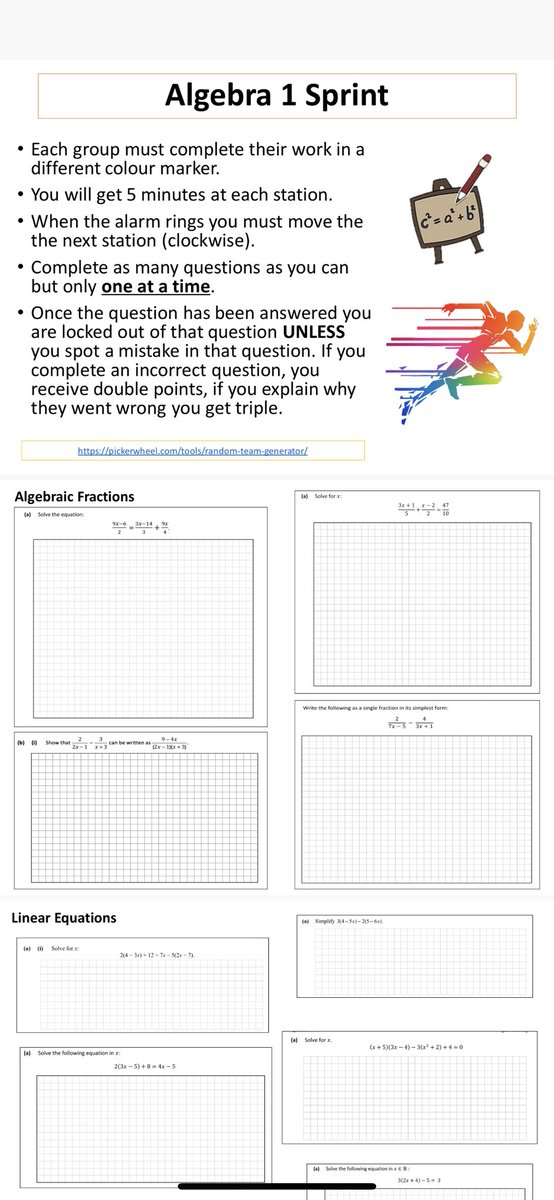 Tried this out last week as formative assessment finishing Algebra 1 with my 5th Years. Feedback very positive. Great competition and students working through others work with a fine tooth comb! Easy to modify for all subjects and levels #formativeassessment #edchat