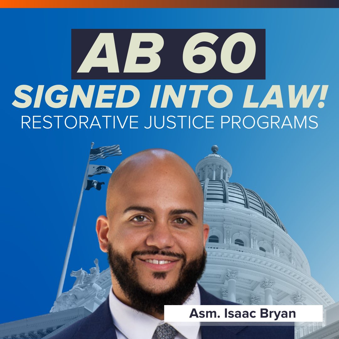 safeandjust's tweet photo. 🎉GREAT NEWS!🎉

Gov. @GavinNewsom signed #AB60 into law! 

This bill will give survivors the right to be notified of community-based restorative justice programs in their communities, counties, jails, and prisons. 

Thank @ib2_real and the CRJPC coalition! https://t.co/KZUJkMZSaf
