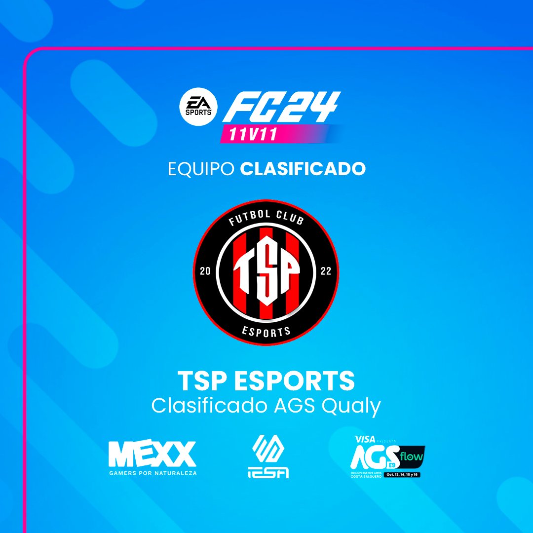 IESAFIFAar's tweet image. ¡TSP DIRÁ PRESENTE ⚪🔴!

#TSPesports será parte de la @ArGameShow

El equipo tricolor participará de la #AGSEsports este 13, 14, 15 y 16 de Octubre🎮 en Costa Salguero.

👀 TSP llega clasificado gracias a su desempeño en la AGS Qualy.

@MexxplayOK @iesalatam