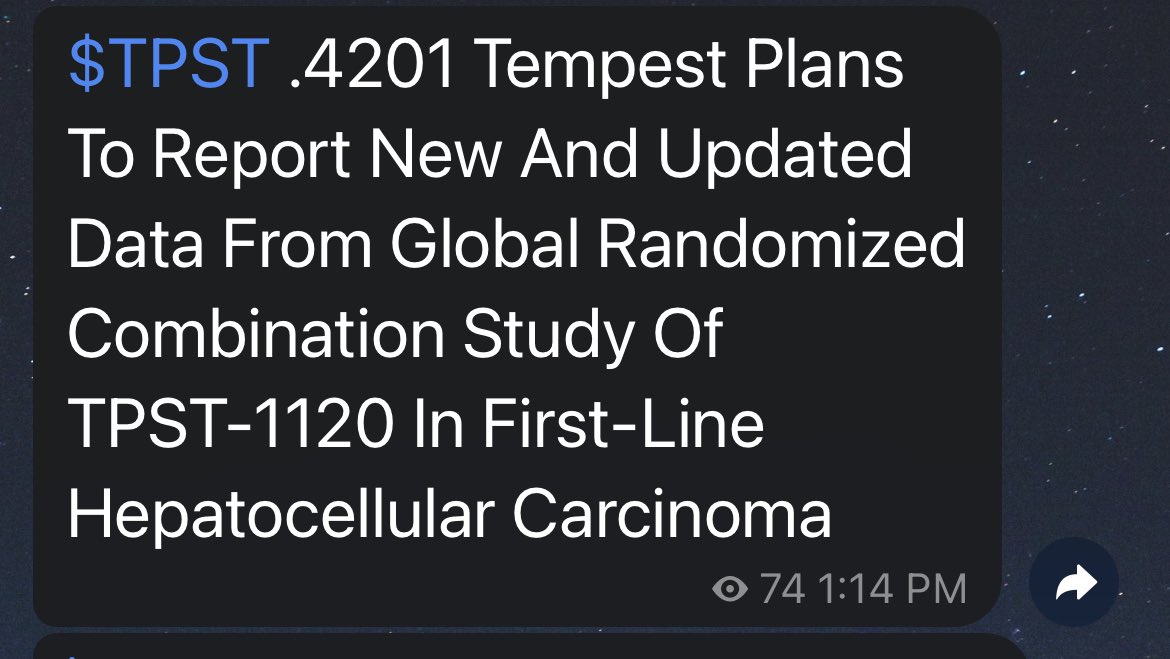 $TPST .4201 -> 5.45 so far 🔥

Daily Stock Alerts -> t.me/A1AlertsBot