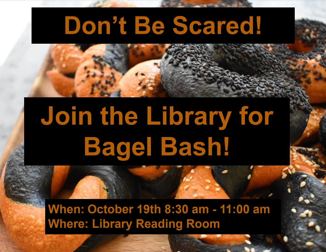 sbclibrary's tweet photo. The Library is having a Halloween-themed Bagel Bash on October 19 from 8:30am-11am!  See you there! https://t.co/lC2VpNVxsK