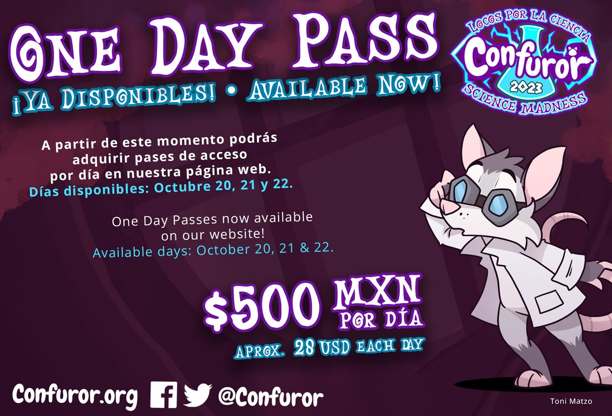 Not registered for Confuror 2023 yet? One Day Passes now Available! Access  to all activities on Friday, Saturday or Sunday (Thursday is not available  for one-day access). Register from today until the