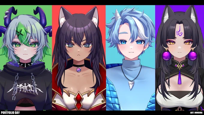 Its #PortfolioDay   Hello Im Noi , an Illustrator and Live2D rigger who mainly draws vtubers now days!