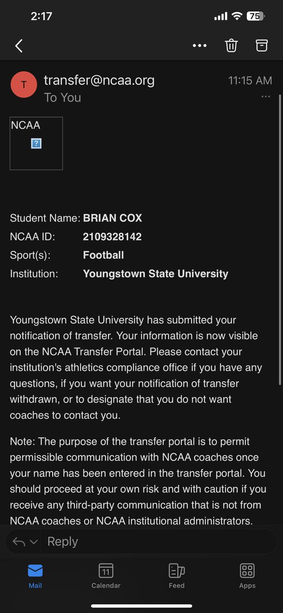 I have officially entered the transfer portal with 4 years of eligibility left 

Position- LB/P 
Height- 6’0 220lb
Contact 440-520-8565
Email-brianmcox32@gmail.com
40-4.75 
Squat-500
Bench 315

Film-hudl.com/v/2JwXND