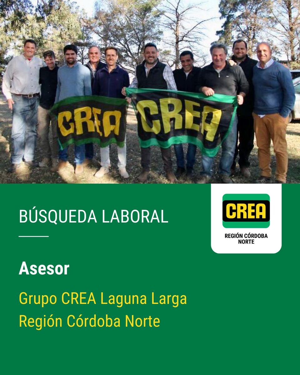 📢 Buscamos asesor para el Grupo CREA Laguna Larga. 

Nos encontramos en la búsqueda de un profesional con ganas de desarrollarse profesionalmente.

Para conocer los principales requisitos y desafíos del rol ingresa aquí 👉 crea.hiringroom.com/jobs/get_vacan…