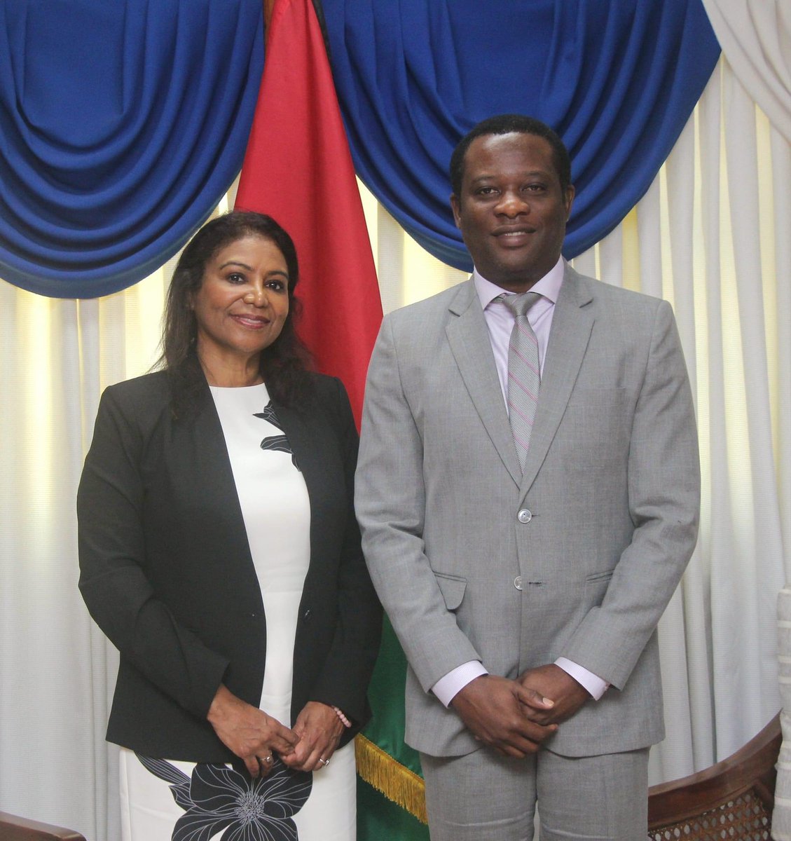 The Hon. Hugh Hilton Todd, Minister of Foreign Affairs and International Cooperation received a courtesy call from from Guyanese-born Judge Andrea Sabita Ogle, who was recently elected Judge of the Civil Court of the City of New York, Queens County, United States of America.