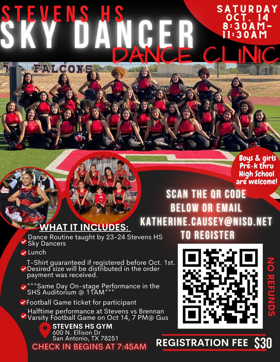 STEVENS DANCE DEPT (@stevensdance16) on Twitter photo 🗣️ CALLING ALL BOB LEWIS LEOPARDS!!! We hope to see you at Saturday’s Dance Clinic!!!😍😍 Thank you for having the Stevens HS Sky Dancers this morning!!! <a href="/NISDLewis/">Bob Lewis Elementary</a>
forms.gle/jAHgAK7YjcS6DU… 🗣️ CALLING ALL BOB LEWIS LEOPARDS!!! We hope to see you at Saturday’s Dance Clinic!!!😍😍 Thank you for having the Stevens HS Sky Dancers this morning!!! <a href="/NISDLewis/">Bob Lewis Elementary</a>
forms.gle/jAHgAK7YjcS6DU…