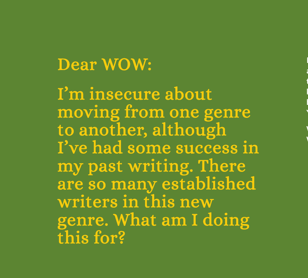 GET OUR ANSWER HERE: 
wideopenwriting.com/dear-wow
-- 
#travel #writinglife #writers #writingretreats #writersofinstagram #writingworkshop #wideopenwriting