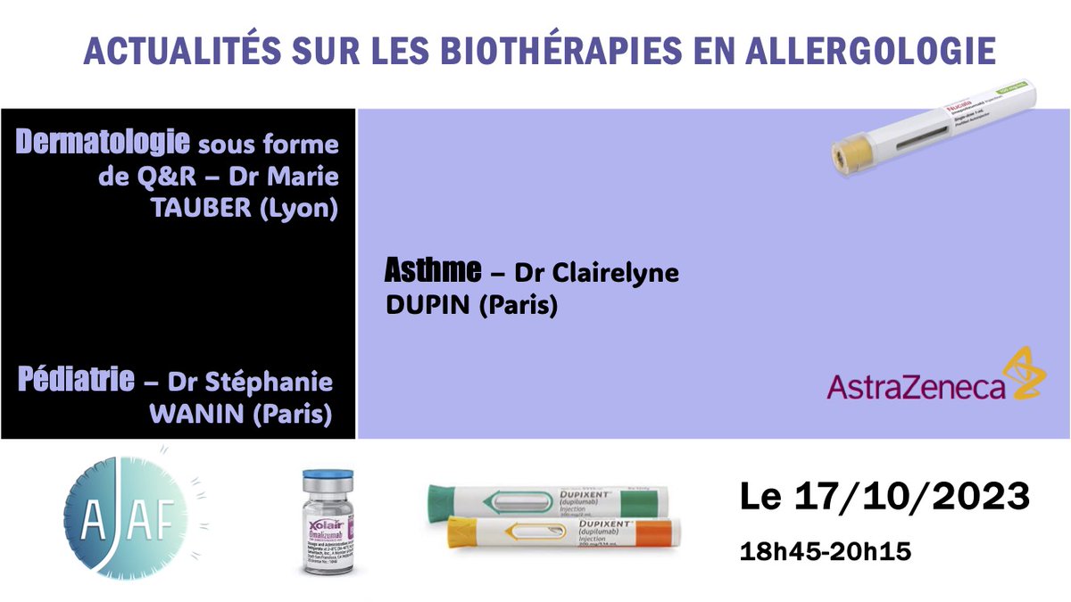 AJAF (@beallergo) on Twitter photo Rdv le 17/10 pour répondre à toutes vos questions concernant l'actu des biothérapies en allergo ! Le lien du webinair sera publié sur l'évent! On espère vous y voir nombreux ! Nous remercions les intervenants et notre partenaire <a href="/AstraZeneca/">AstraZeneca</a> !
fb.me/e/3SNajXIF8 Rdv le 17/10 pour répondre à toutes vos questions concernant l'actu des biothérapies en allergo ! Le lien du webinair sera publié sur l'évent! On espère vous y voir nombreux ! Nous remercions les intervenants et notre partenaire <a href="/AstraZeneca/">AstraZeneca</a> !
fb.me/e/3SNajXIF8