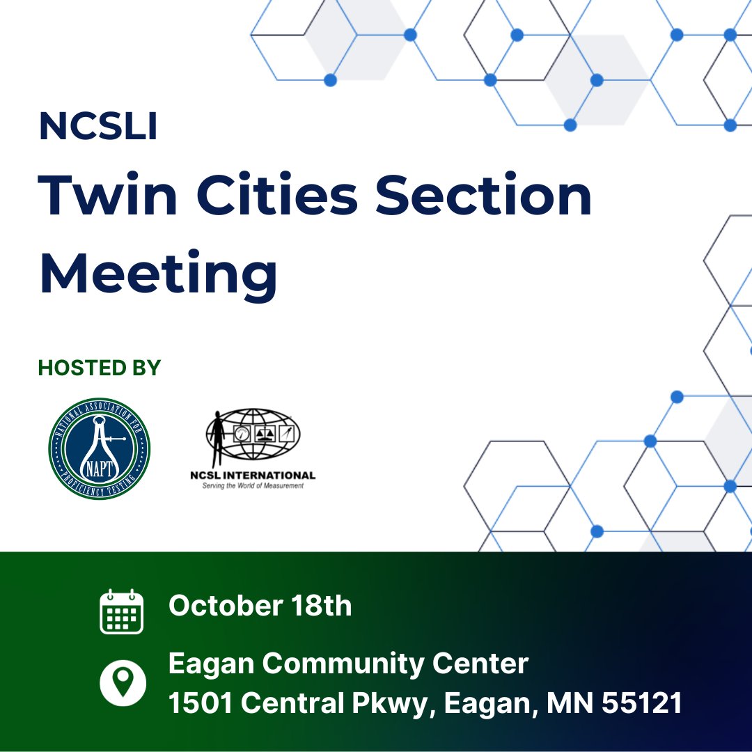 The <a href="/ncsli/">NCSL International</a> Twin Cities Section Meeting is next week and we can't wait!  It's not too late to join. Register today: bit.ly/3OFG9Vg 

#ProficiencyTesting #Metrology