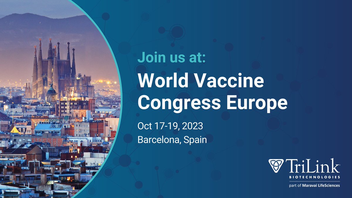 TriLink BioTech (@trilinkbiotech) on Twitter photo We're one week away from The World Vaccine Congress in #Barcelona.
TriLink is excited to be at the largest, most established meeting dedicated to vaccines. Connect with us to learn how we can help you uplevel your vaccine development, please contact support@trilinkbiotech.com. We're one week away from The World Vaccine Congress in #Barcelona.
TriLink is excited to be at the largest, most established meeting dedicated to vaccines. Connect with us to learn how we can help you uplevel your vaccine development, please contact support@trilinkbiotech.com.