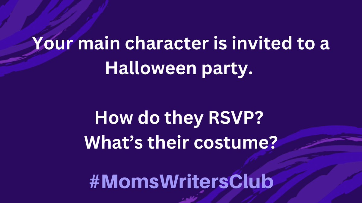 Q3. It's almost Halloween! My main character would DEFINITELY go. She'd no doubt come up with some sort of creative costume. #MomsWritersClub #WritingCommunity #amwriting #writersoftwitter #AuthorsOfTwitter