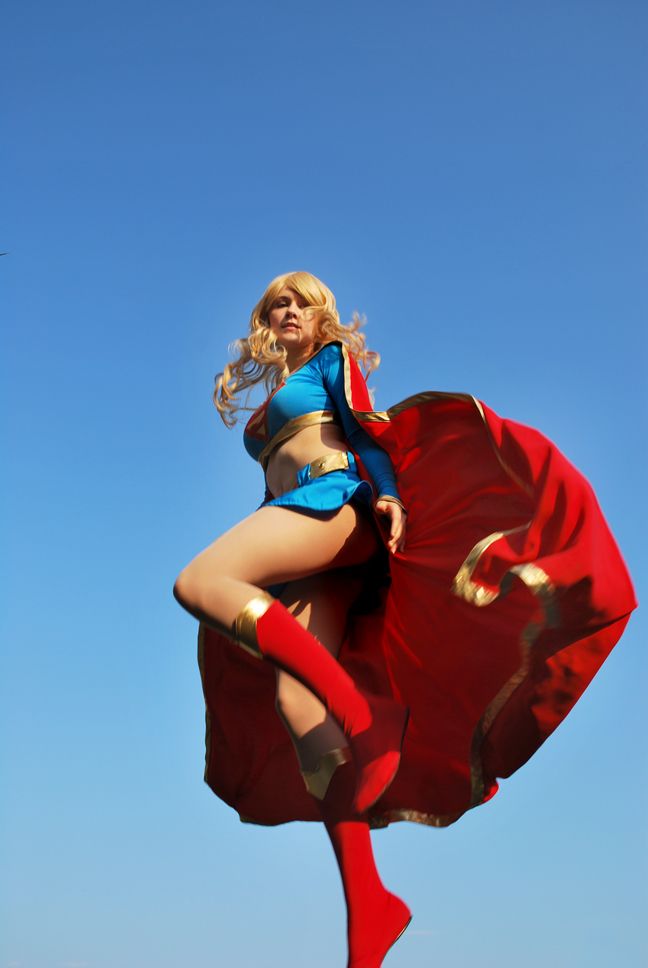 quicksparrows's tweet image. All those dumb "improved AI Supergirl art" posts are annoying me so here's what two 19 year olds did with a self-made costume, a digital camera, a trampoline, and a tiny touch of Photoshop for the clouds. 🤷‍♀️ Over a decade ago, to boot!!! Human artists, you know.