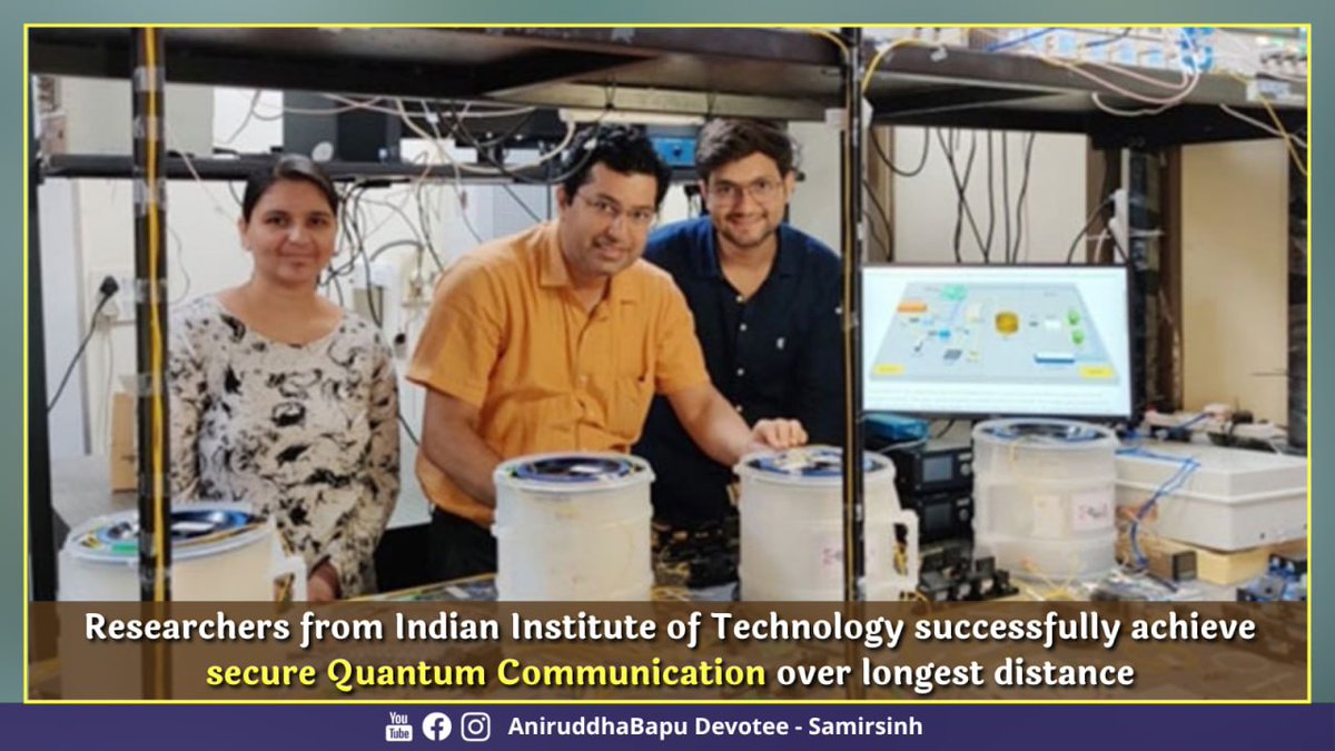 samirsinh189's tweet photo. Researchers from the Indian Institute of Technology - Delhi successfully demonstrated secure #QuantumCommunication over 380 km using a standard telecom fibre. It is the longest distance achieved globally in data transfer using Quantum Technology. Moreover, this data transfer is resistant to individual and collective #hacking attacks.

Researchers believe that this Indian discovery can revolutionise the field of #cybersecurity and has wide application in securing military communications, financial transactions, medical records, secret codes, etc., further strengthening India’s global position in #QuantumTechnologies.
#ProudMomentForIndia