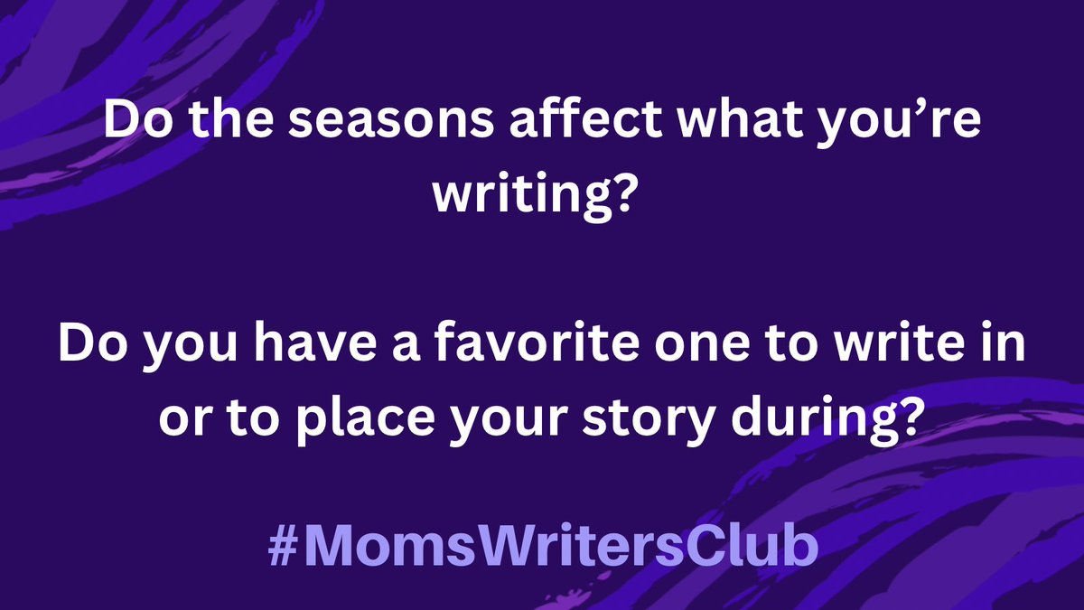 Q5. I find I typically want to write in the season I'm currently in. But I try to write in the one I'll be finishing the book in to give myself a little boost. I love writing most in fall #MomsWritersClub #WritingCommunity #AuthorsOfTwitter #writersoftwitter