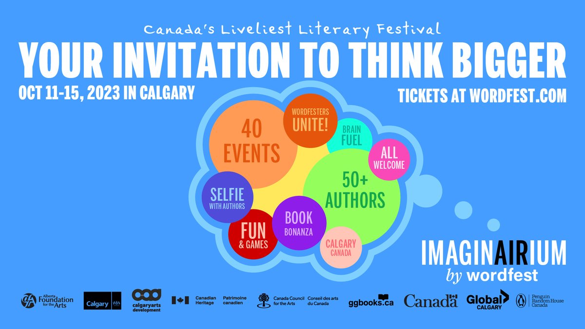 5 days, 40 events & over 50 authors - the liveliest literary festival is back in Calgary! Check out Imaginairium by Wordfest from Oct. 11-15. Visit wordfest.com for a full line up of events. Global Calgary is a proud community partner of @WordfestTweets