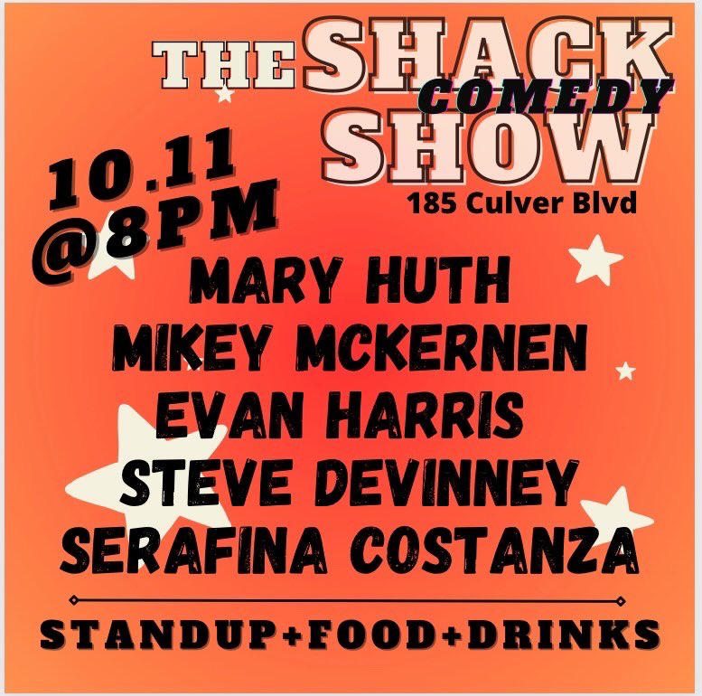Tonight! Wednesday! Playa Del Rey,CA! @TheShack_PDR ! 8pm!
.
.
.
#playadelrey #theshack #standupcomedy #comedyshow #mikeymckernan