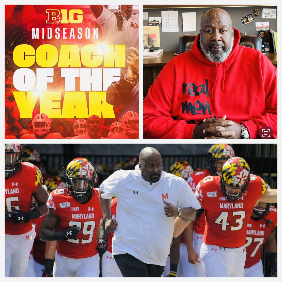 Congratulations to Maryland Coach and Real Men Teach supporter Mike Locksley on being named “BIG 10 Midseason Coach of the Year”! 🏈 🐢 

<a href="/CoachLocks/">Michael Locksley</a> has coached the Terps to a 5-1 record so far! 

Salute! #RealMenTeach💯 <a href="/TerpsFootball/">Maryland Football</a> <a href="/UofMaryland/">Univ. of Maryland</a>
