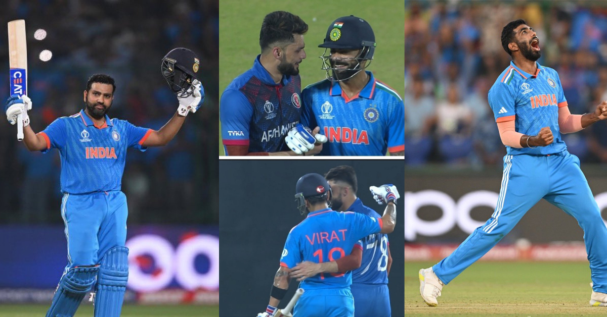 TheNewClearMind's tweet photo. The spotlight was firmly on Rohit Sharma, who displayed masterful batting prowess.
#INDvsAFG #NaveenUlHaq #Hezbollah #ViratKohli𓃵 #CWC23 #RohitSharma #Hitman @ImRo45 @imVkohli @cricketworldcup @ACBofficials #ICCCricketWorldCup23 
https://t.co/H1cgnpJWQa https://t.co/Rd93yrJ1Ln