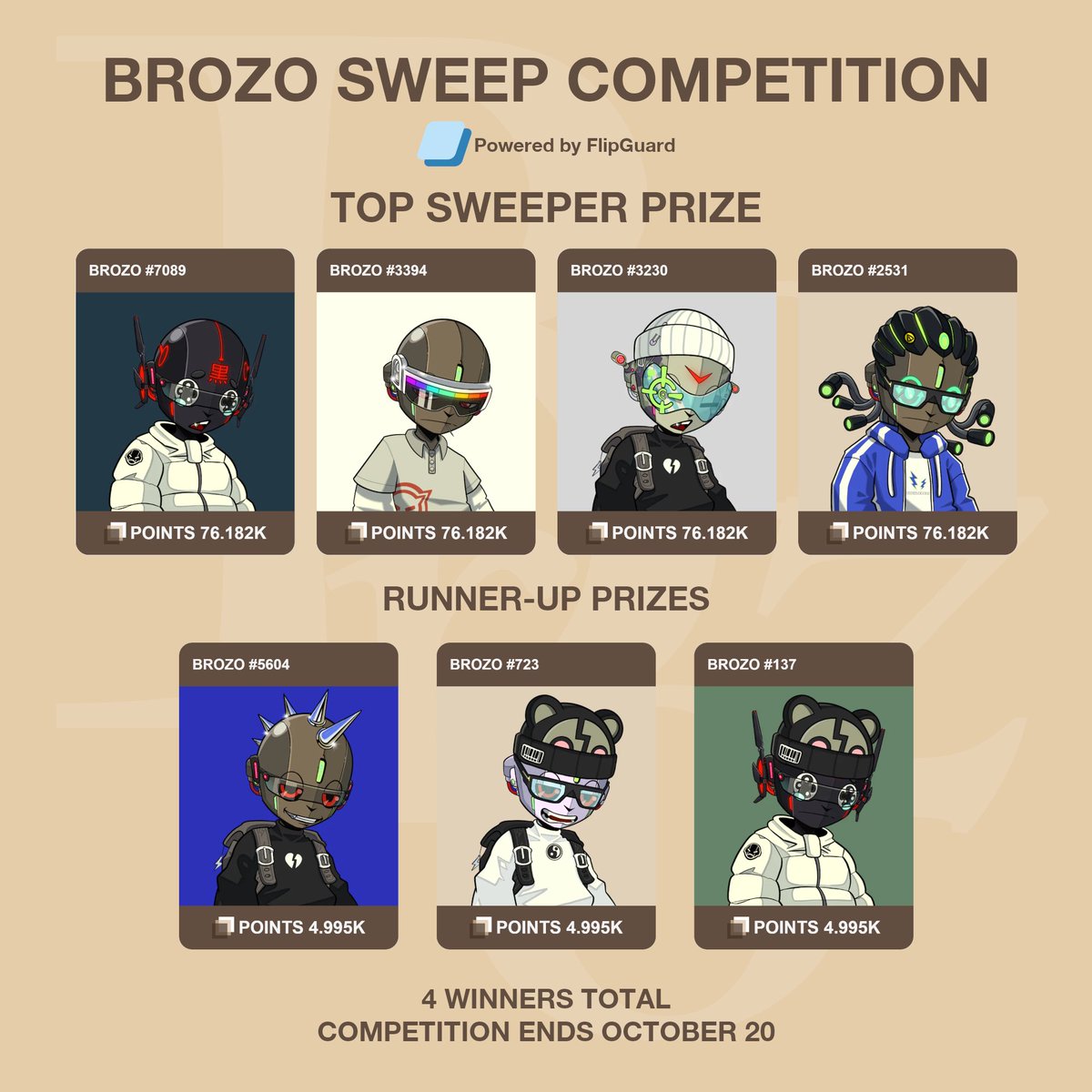 Sweeping competition is live! Go pick you up some polygon shades cause the future’s looking bright! <a href="/BrozoNFT/">BROZO</a> #brozo #fortheculture
