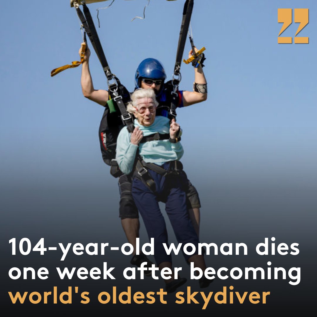 Dorothy Hoffner, the 104-year-old woman who recently set a world record for skydiving, passed away on Monday. ​​The Chicago native gained international attention after she became the oldest person to skydive on October 1. Skydive Chicago and the United States Parachute