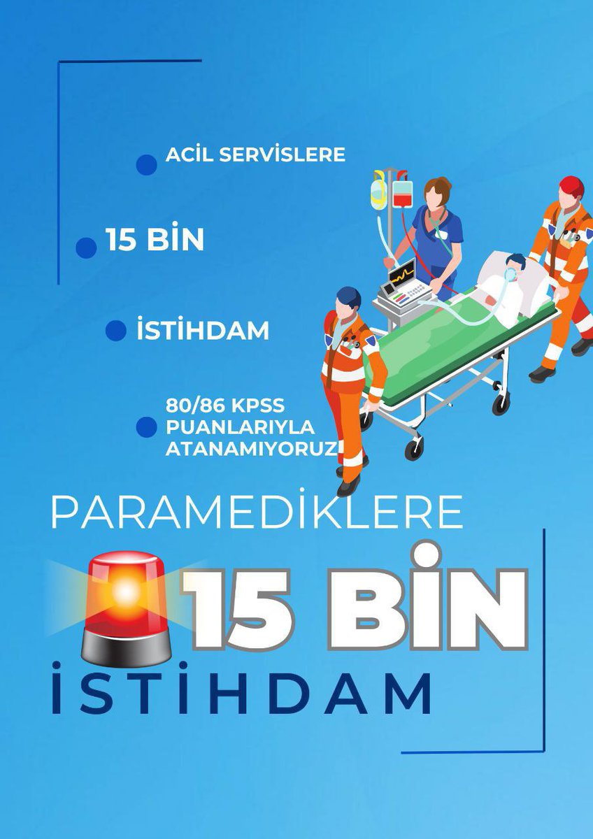 KPSS den en yüksek puanla atanamayan biz PARAMEDİKler bu kadar eksik varken az sayıda yapılan alımları kabul etmiyoruz. İstasyonlardaki gözle görülür derecedeki açık kapatılmalı, hak ettiğimiz atama verilmelidir. 

#Paramediklereİstihdam