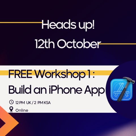 sparksmena's tweet photo. Want to build an amazing iPhone app in an hour? 😎
Join our FREE Workshop tomorrow and learn iOS app development from scratch. 📱
No coding experience required. Just bring your enthusiasm and creativity. 🤩
Register now and get ready to impress your friends and family with your own app. 🚀
Register here:https://t.co/r9QjwajDby