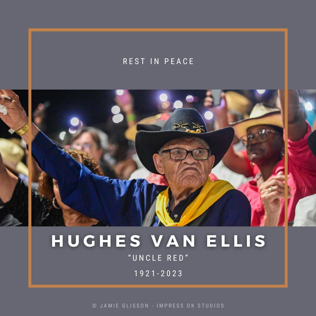 ImpressOKStudio's tweet photo. Tulsa lost a loved pillar to the community. 
Rest in peace Hughes Van Ellis "Uncle Red."

I've had the privilege to photograph Uncle Red a few times. My favorite shots came from the '22 Roy LeBlanc Invitational Rodeo in Okmulgee, OK.

📸 @JAGlissonTulsa @ImpressOKStudio https://t.co/n9YtpRTi80