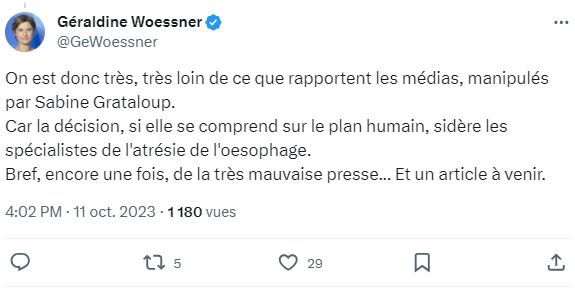 AgroChimie's tweet photo. Géraldine Woessner comme nous l'aimons 🥰, résolue jusqu'à refuser toute empathie à une mère et son fils atteint de graves malformations et volontaire au point de divulguer publiquement signature et courrier personnel.
De l'excellent journalisme 😍 https://t.co/ctffWeH5Fm