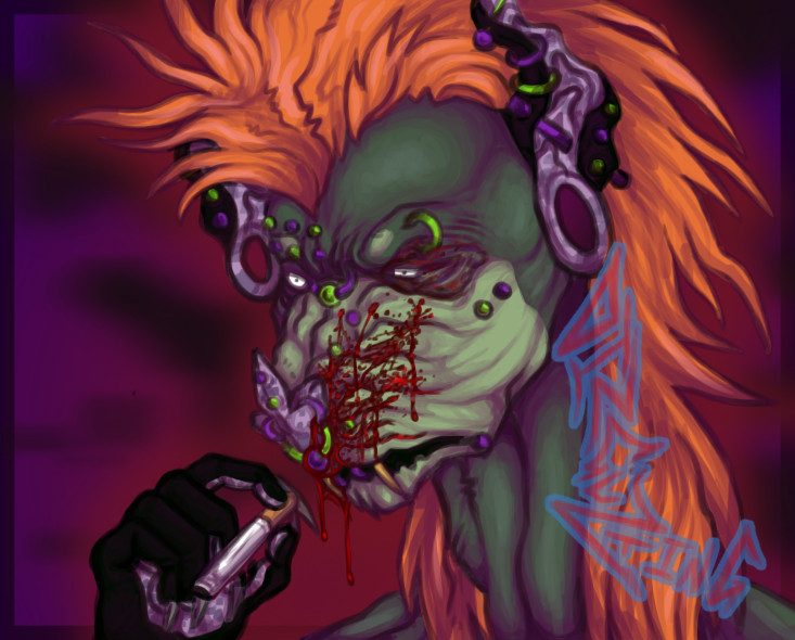 SkuzzTheJester's tweet photo. Goretober 3 - Nosebleed 
#digitalart #art #furry #furryart #blood #goretober https://t.co/by4mwOYXse