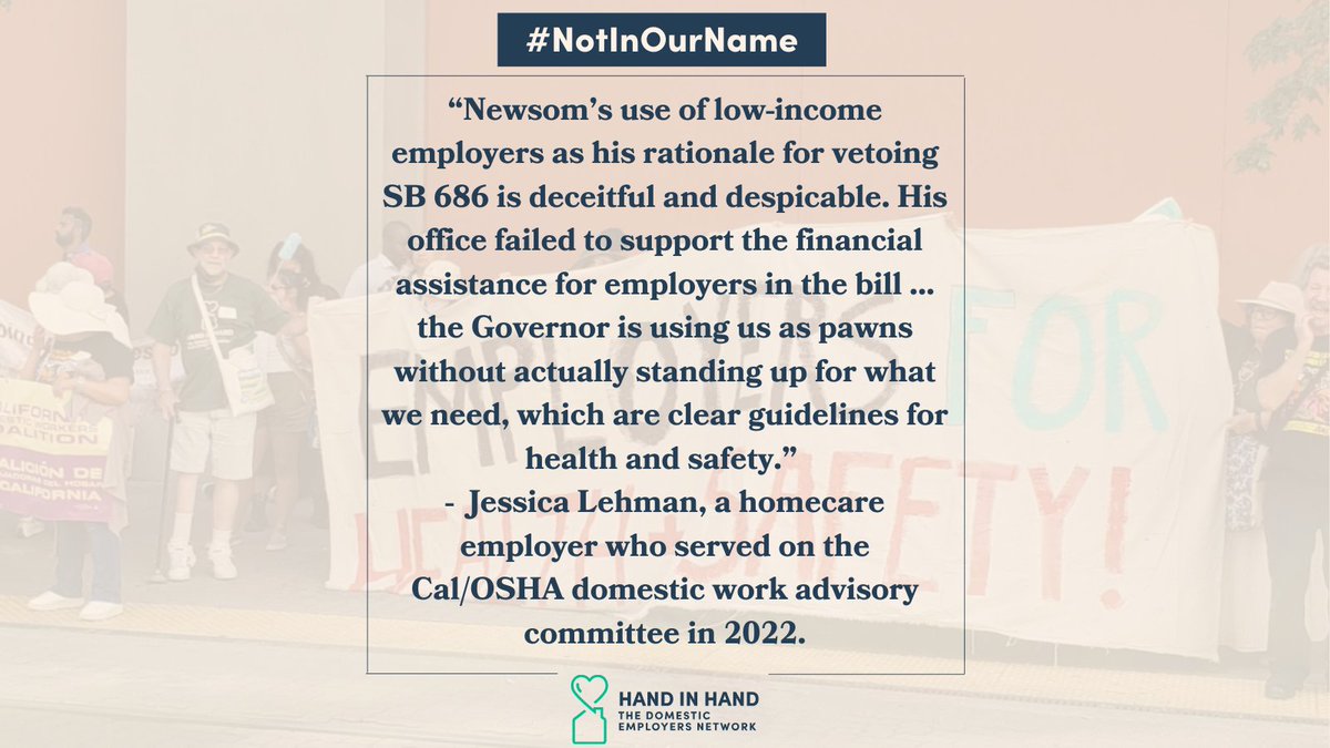 HiHemployers's tweet photo. This bill included a technical assistance fund for low-income domestic employers."
Read our full statement condemning the veto of #SB686 (2/): https://t.co/VhotlwAUkg https://t.co/hpovgapIrJ
