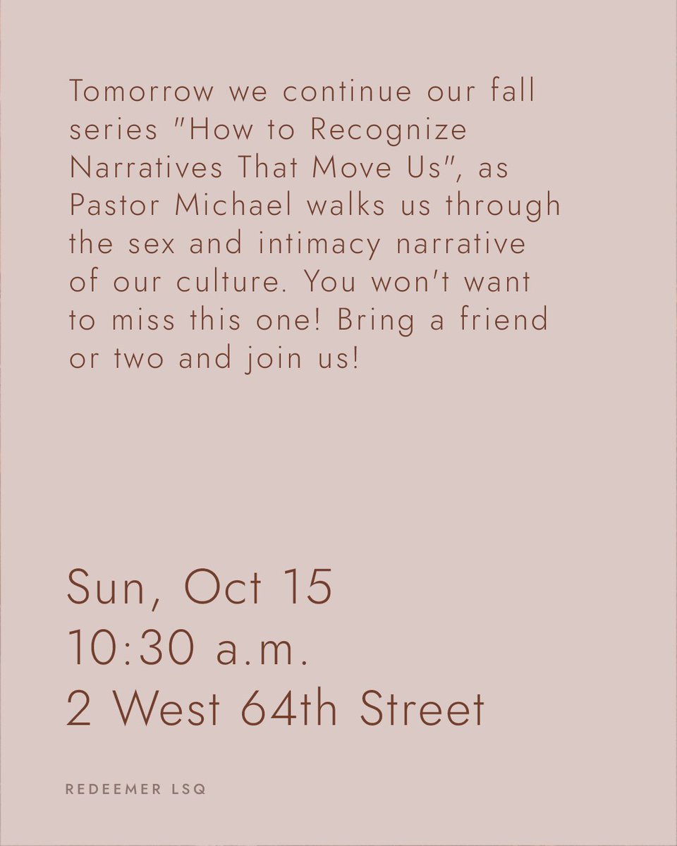 Redeemer Lincoln Square (@RedeemerLSQ) on Twitter photo 2023-10-14 16:00:01