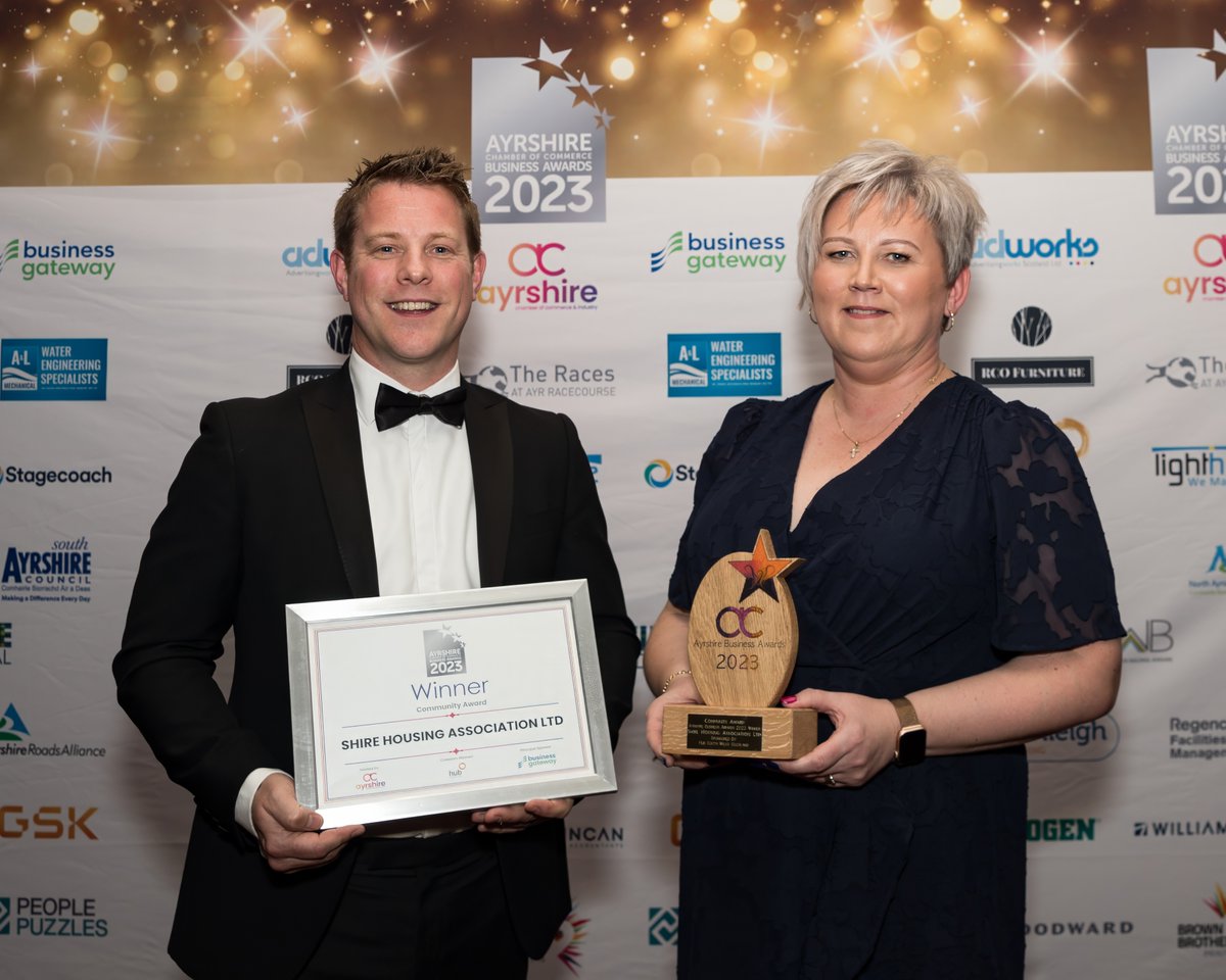Honoured to be able to be part of the process and collect the @AyrshireChamber Community Award on behalf of the whole @Shire_HA  Team. We all do our bit to make sure we are doing all we can for and with the communities we serve.