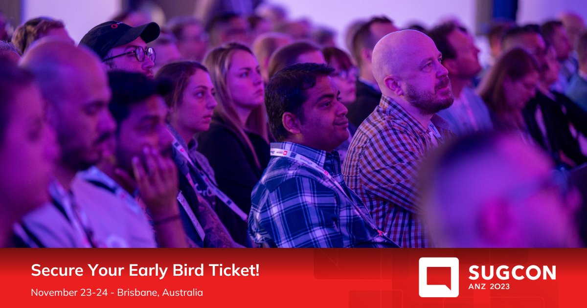Join us at #SUGCON ANZ in Brisbane, Australia on Nov 23-24! Limited early bird tickets available now, prices go up Nov 1st. Don't miss the chance to hear from industry experts, network with 200+ professionals, and expand your knowledge.  
Secure your spot: bit.ly/3Qep8Dm