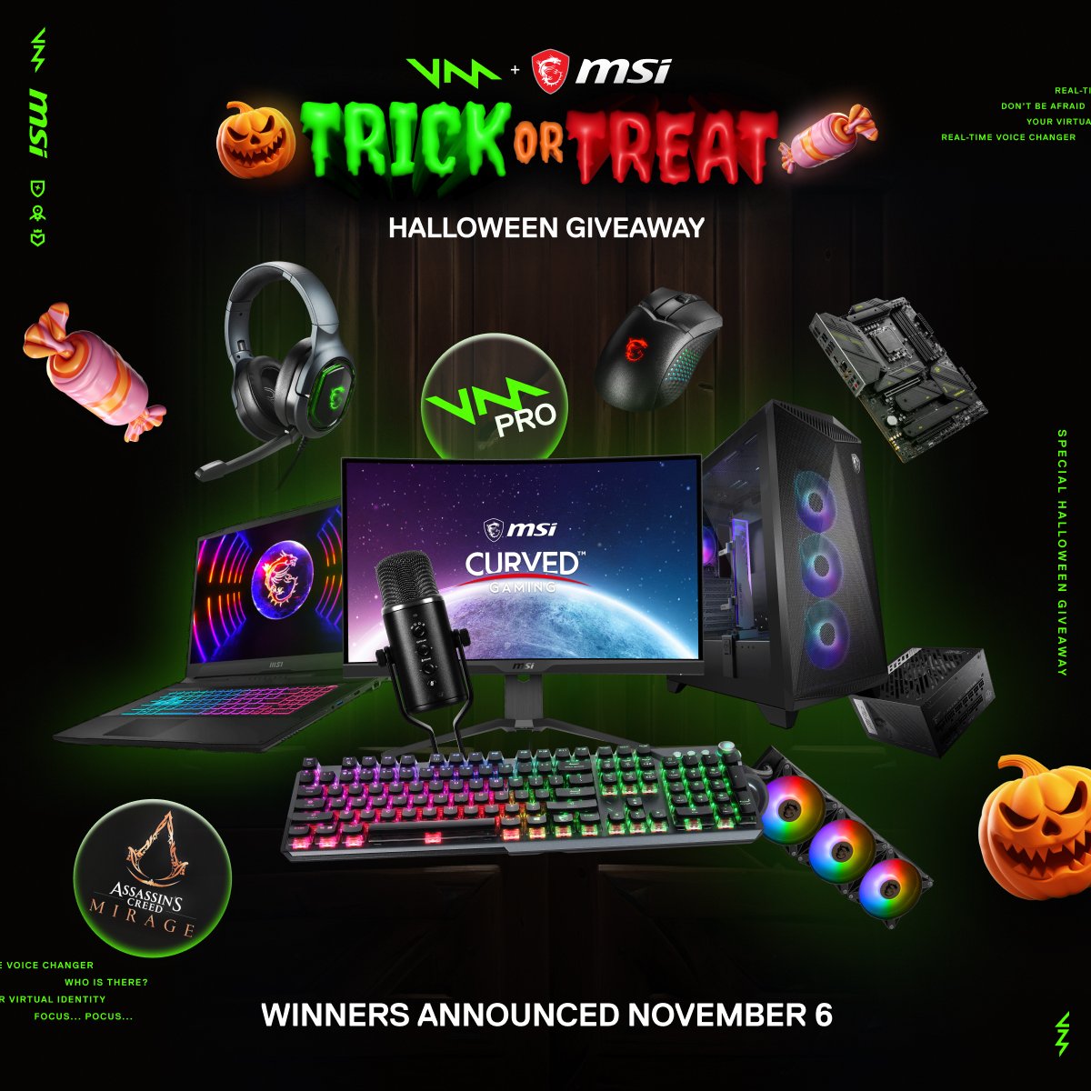 voicemod's tweet photo. What awaits in the Voicemod X MSI Labyrinth? Treats, prizes... and terrifying tricks?  
Play now to win 👉https://t.co/gdFbYBrkRa
#trickortreatvm https://t.co/zbzOLoDoMW