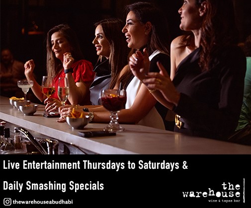 What? Live Entertainment. Where? The Warehouse Wine Bar @PearlRotana , Abu Dhabi. When? Thursdays, Fridays & Saturdays. Other details and offers: bit.ly/3Qd3cZz #livemusic #offers