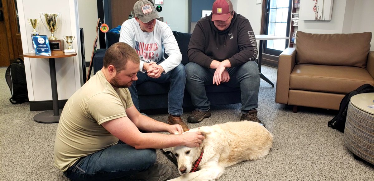 A big thank you to the ISUPD Therapy Dogs Sydni and Zosia for stopping by and spending some time with our students and staff today!