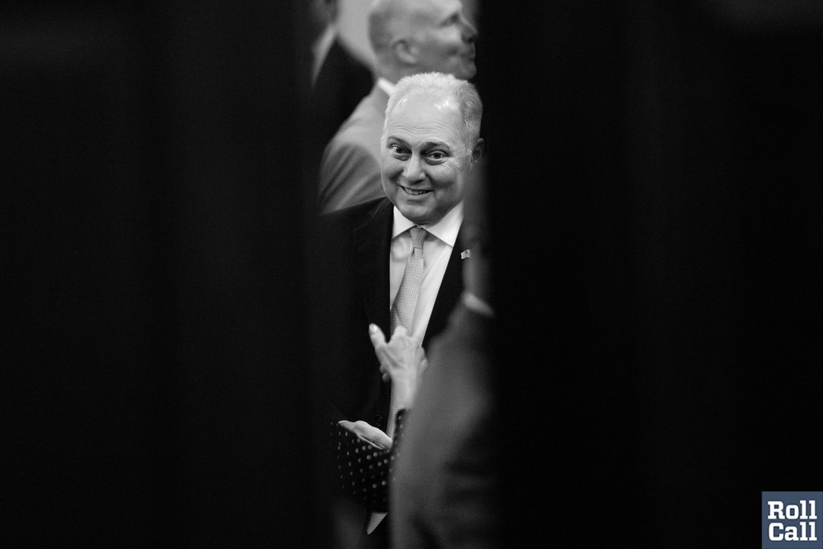 House Maj. Leader @SteveScalise is seen in the @HouseGOP election meeting on Capitol Hill where he was selected as the party’s nominee for House speaker on Wed., Oct. 11, 2023.