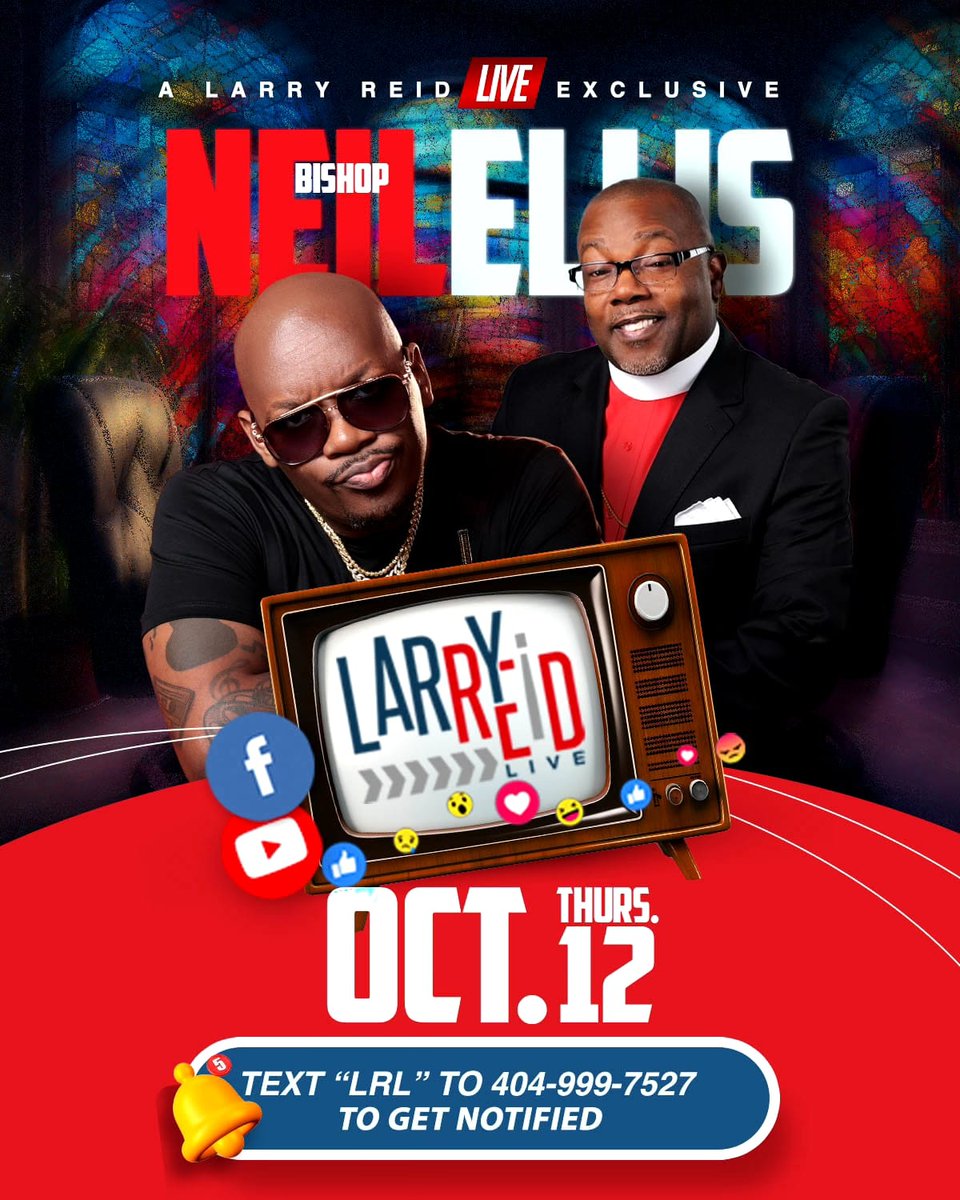 Tune in 7pm (EST) on Thursday for this exciting interview with Bishop Ellis &amp; Larry Reid..not to be missed!