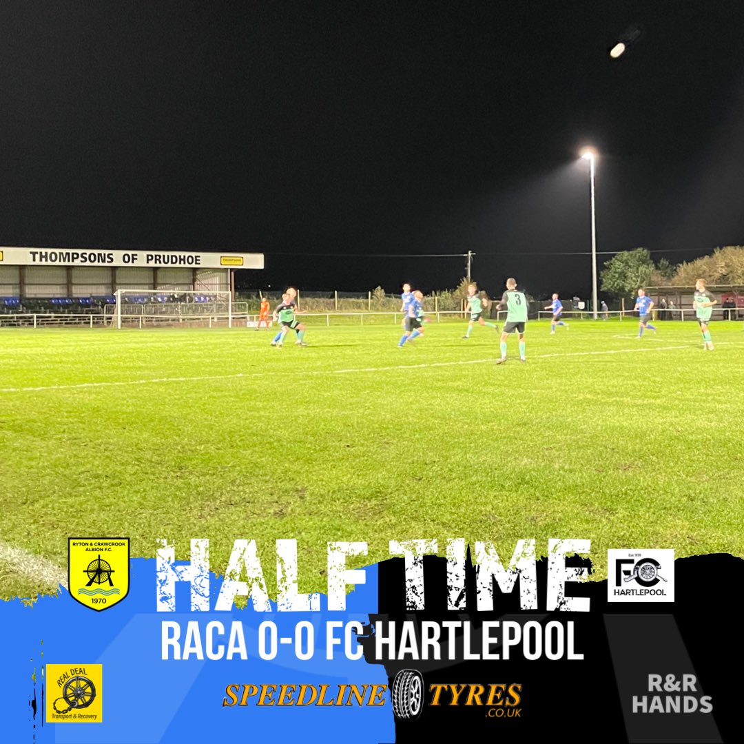RACAFC1970's tweet photo. 45’ HALF TIME!
Goalless at the break.
RACA 0-0 Hartlepool
#RACA🔵⚫️ #DFACup🏆 https://t.co/BmhHMSeQRy