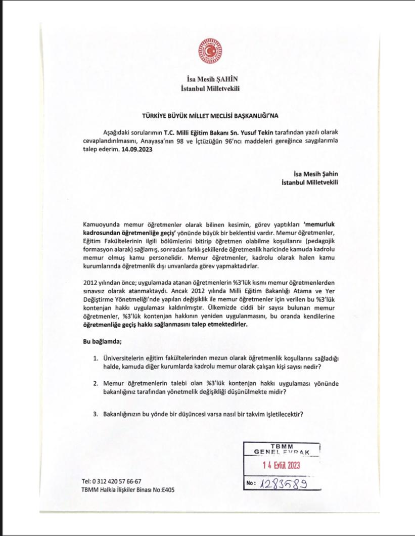 <a href="/isamesihsahin/">İsa Mesih Şahin</a> Milletin meclisinde #MemurÖğretmenler e yapılan haksızlığı da dile getirin Sayın Vekilim <a href="/isamesihsahin/">İsa Mesih Şahin</a> kanuni hakkımız yönetmelik ile ENGELLENEMEZ adalet için mücadele ediyoruz